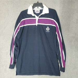 Rugby Nations Black and Purple Long Sleeve Rugby Shirt Size XL